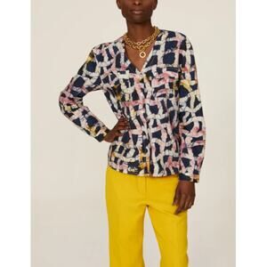 BUSAYO COLLECTIVE Multicolor Abstract Two Tone Button-Up Shirt Size XS